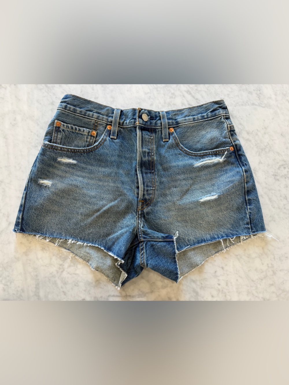 Levis 501 Shorts Size 30 High Rise Vintage Distressed Cutoff Denim
